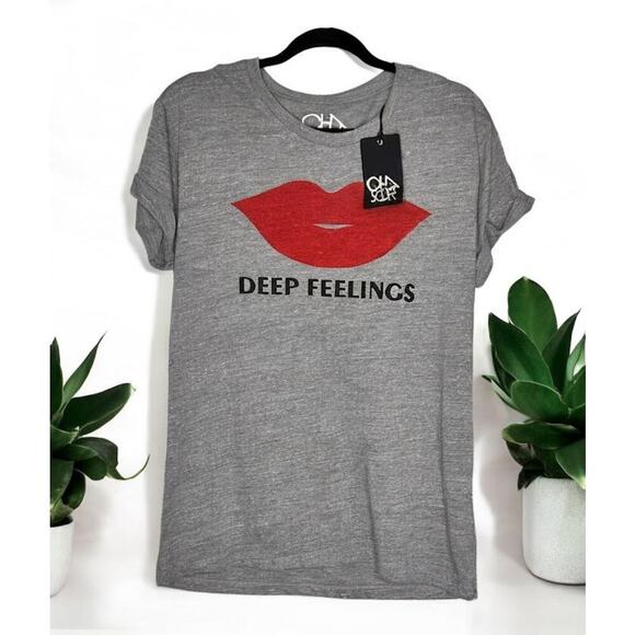 NWT Chaser Deep Feeling Short Sleeve Crew Neck Graphic T-Shirt Heather Gray S - Picture 3 of 8